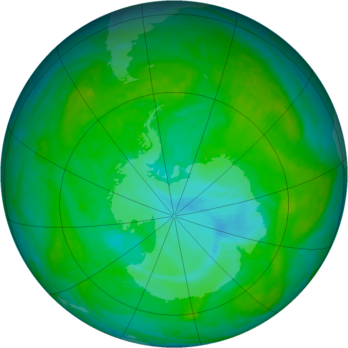 Antarctic ozone map for 18 December 2003